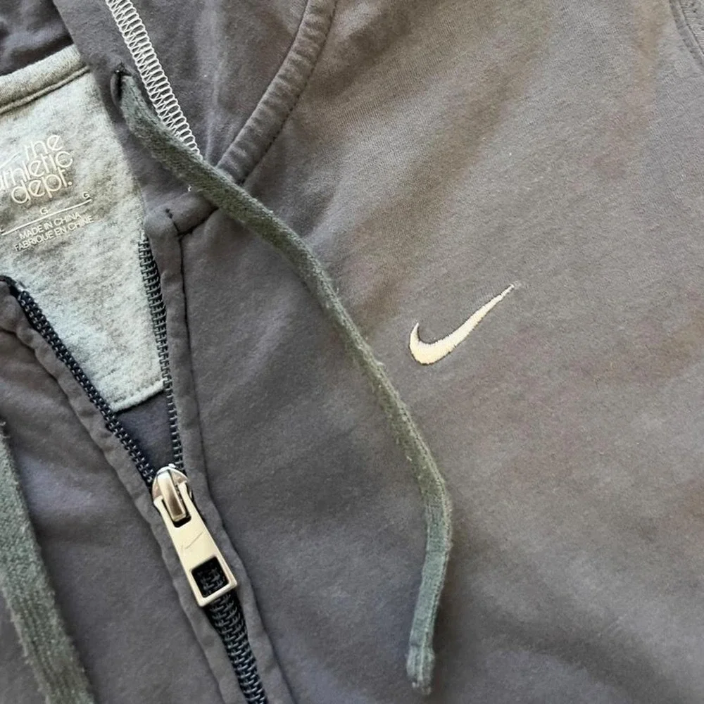 Vtg Y2K Nike Grey Zip Up Short Sleeve Hoodie Jacket Size Large 2000s Activewear